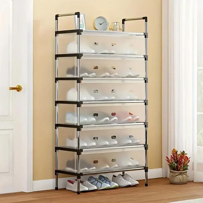 Étagère À Chaussures Multicouche Anti Poussière Armoire De Rangement Meuble Chaussures 7 Etagères thumbnail 3