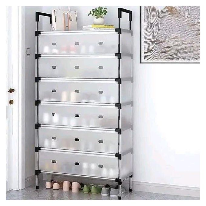 Étagère À Chaussures Multicouche Anti Poussière Armoire De Rangement Meuble Chaussures 7 Etagères