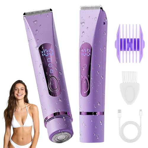 Tondeuse Bikini 2-en-1 Femme – Étanche IPX7, Rechargeable USB, Sans Fil avec LED