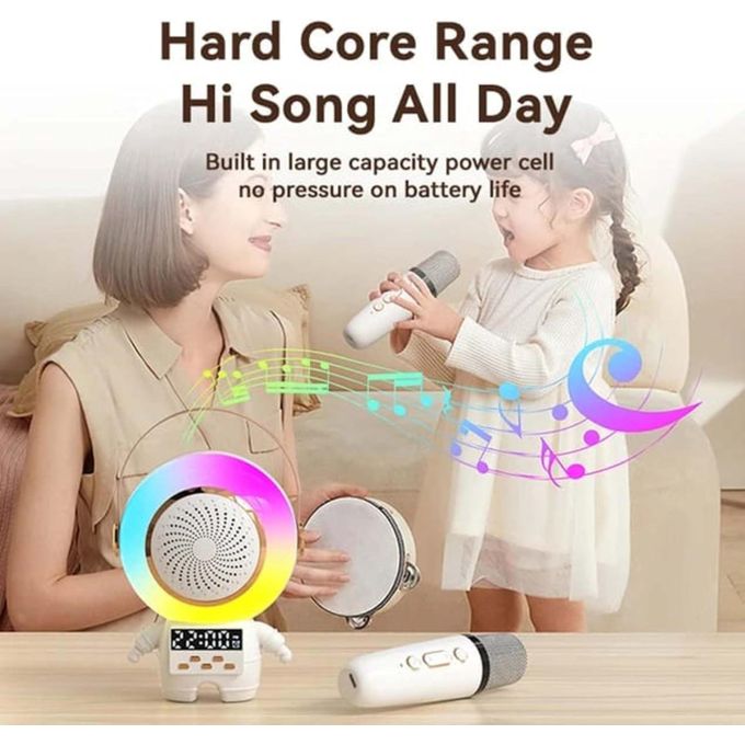 Haut-parleur Karaoké Bluetooth Avec Double Micro Et Lumières Led