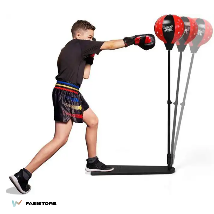 Sac De Frappe Enfant Sur Pied – Punching-ball Ajustable Avec Gants Et Pompe