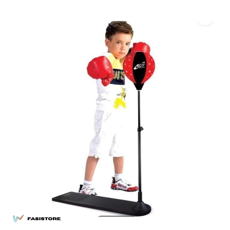 Sac De Frappe Enfant Sur Pied – Punching-ball Ajustable Avec Gants Et Pompe thumbnail 4