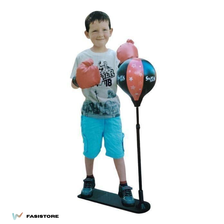 Sac De Frappe Enfant Sur Pied – Punching-ball Ajustable Avec Gants Et Pompe thumbnail 5
