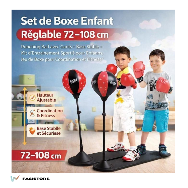 Sac De Frappe Enfant Sur Pied – Punching-ball Ajustable Avec Gants Et Pompe thumbnail 6