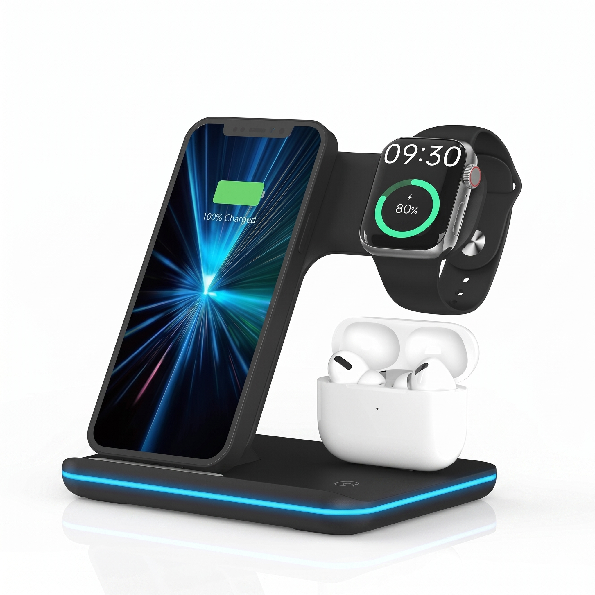 Chargeur Sans Fil 3 En 1 Pour Iphone, Apple Watch Et Airpods thumbnail 1