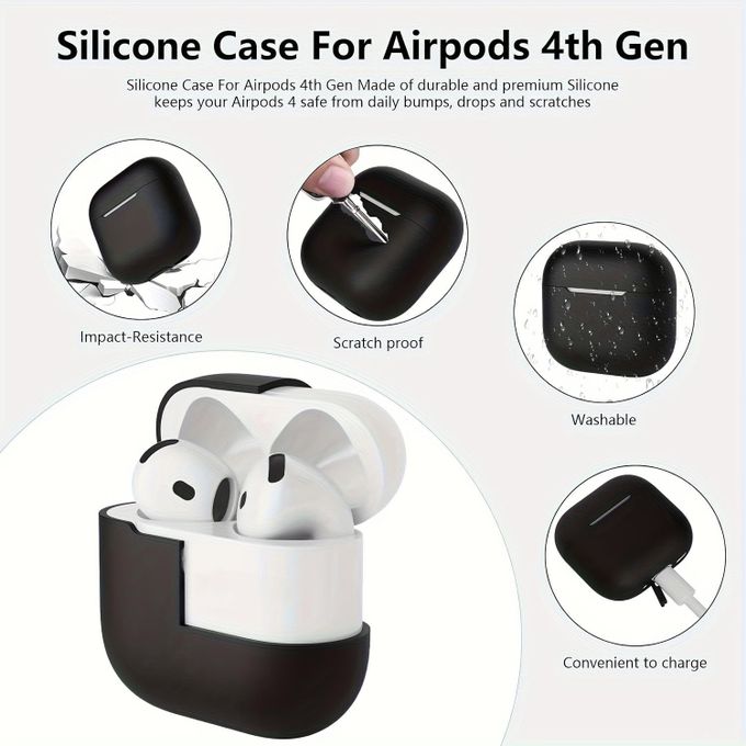 Coque Protection En Silicone Pour Airpods 3 Pochette Noir thumbnail 4