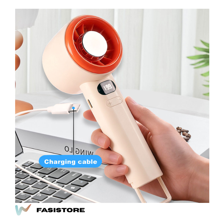 Ventilateur Portable Rechargeable Usb Avec Écran Led, Mini Ventilateur De Main Haute Vitesse Silencieux, Couleur Et Design Aléatoire