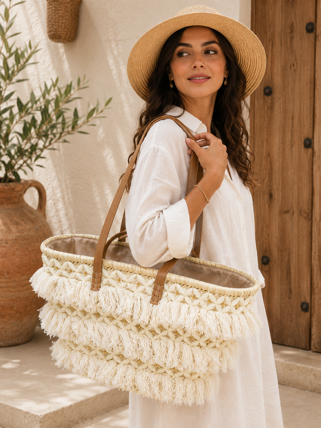 Sac De Plage Bohème En Paille Tressée – Style Élégant Et Tendance thumbnail 2