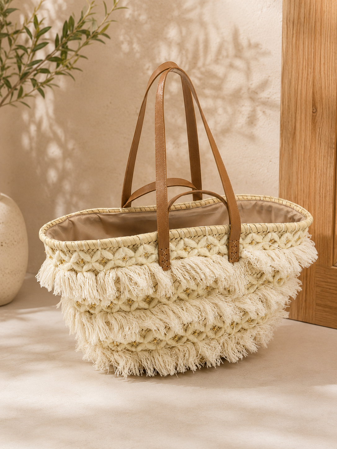Sac De Plage Bohème En Paille Tressée – Style Élégant Et Tendance thumbnail 3
