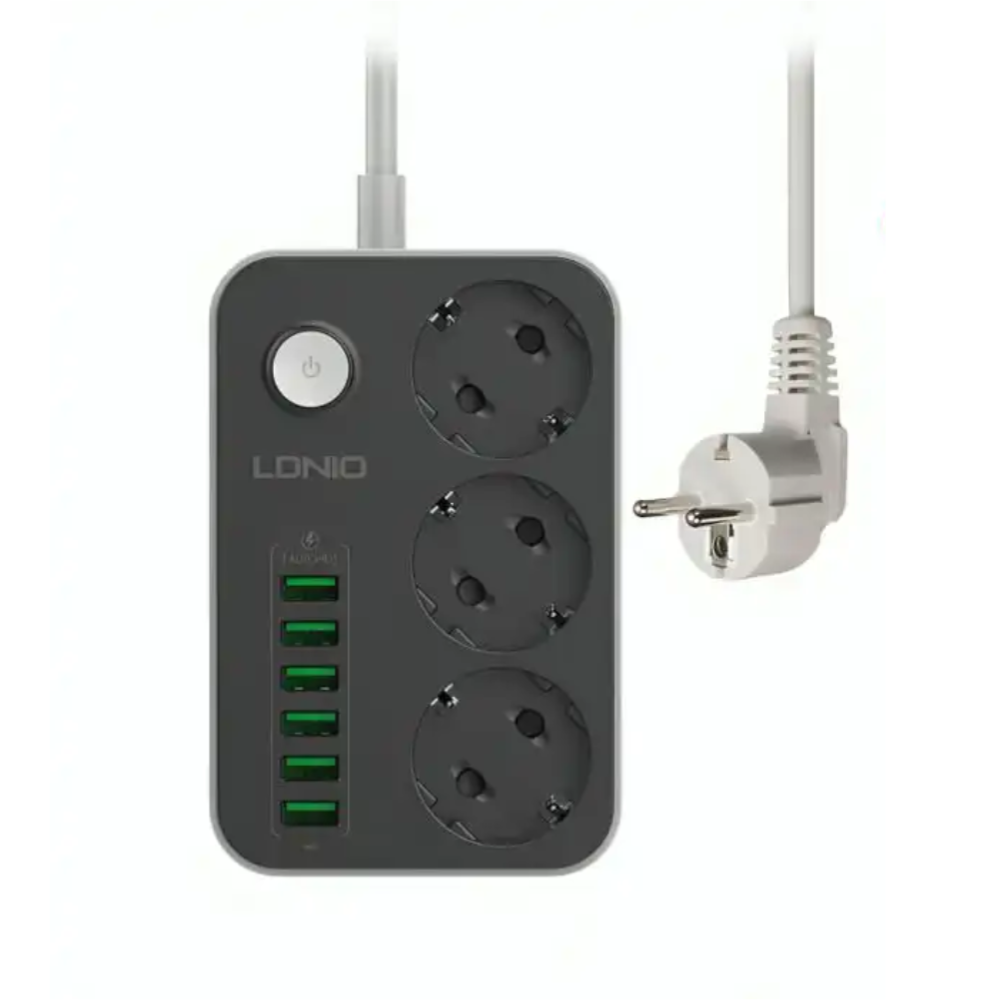 Ldnio Se3631 – Multiprise 3 Prises + 6 Ports Usb 3.4a Avec Protection Intégrée + Câble Kalio Sj127 Usb-c 120w Offert