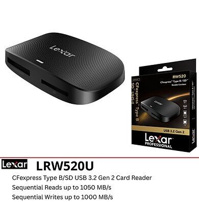 Lexar Lecteur De Cartes Professional Cfexpress Type B/sd Usb 3.2 Gen 2 Rw520