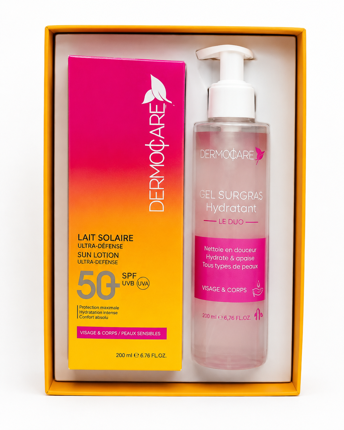 Le Duo Spf 50+ – Lait Solaire Ultra-défense + Gel Surgras Hydratant