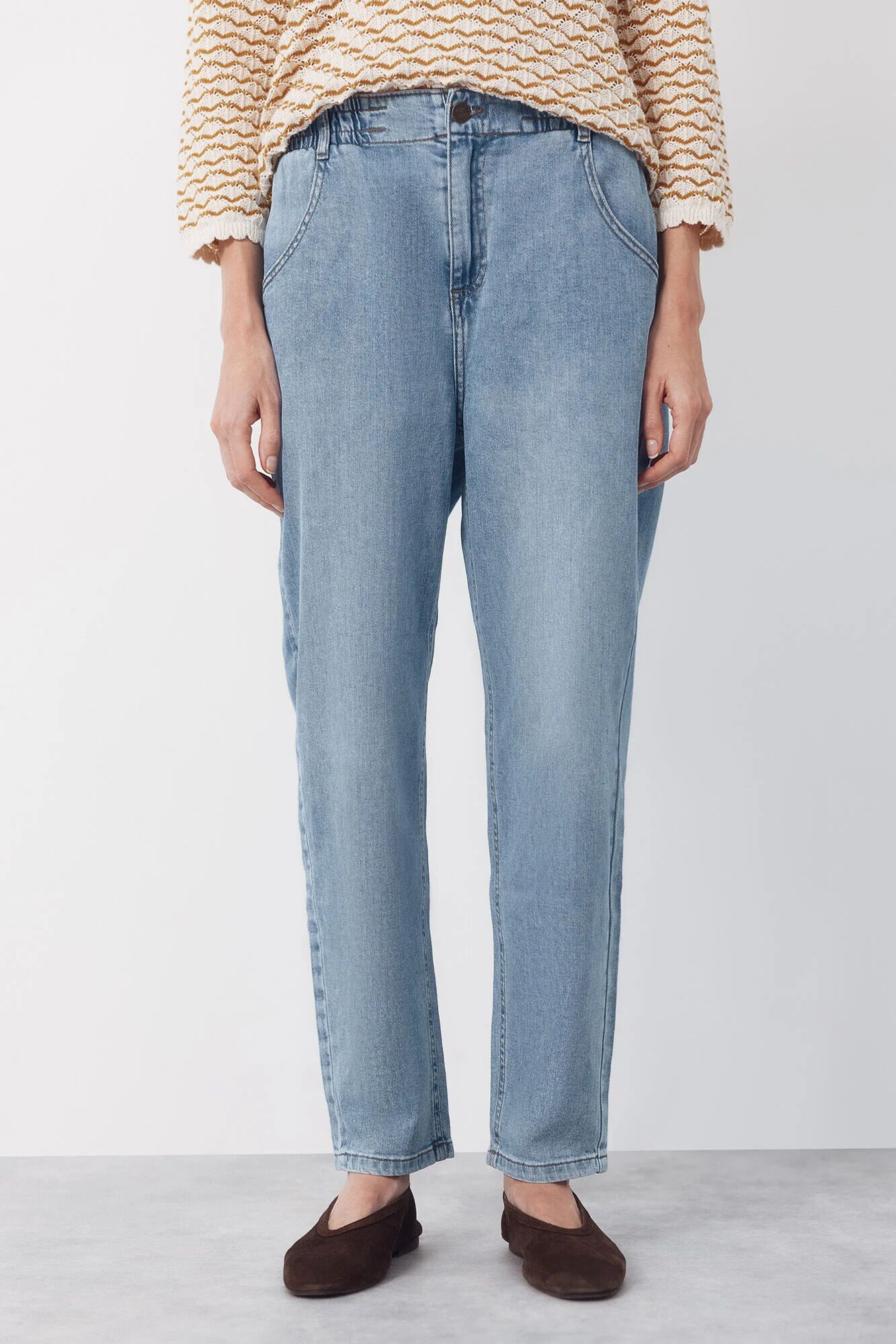 Pantalon En Jean À Ceinture Élastique