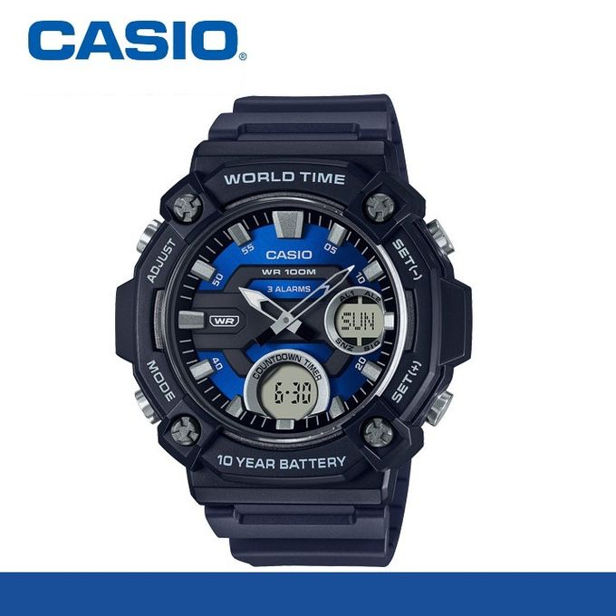 Montre Analogique Numérique Cadran Bleu Pour Homme-aeq-120w-2avdf