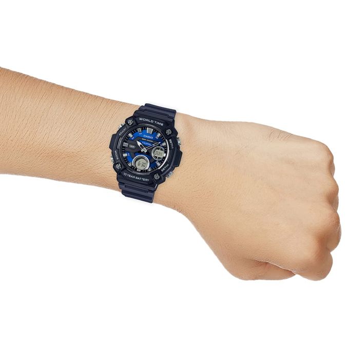 Montre Analogique Numérique Cadran Bleu Pour Homme-aeq-120w-2avdf