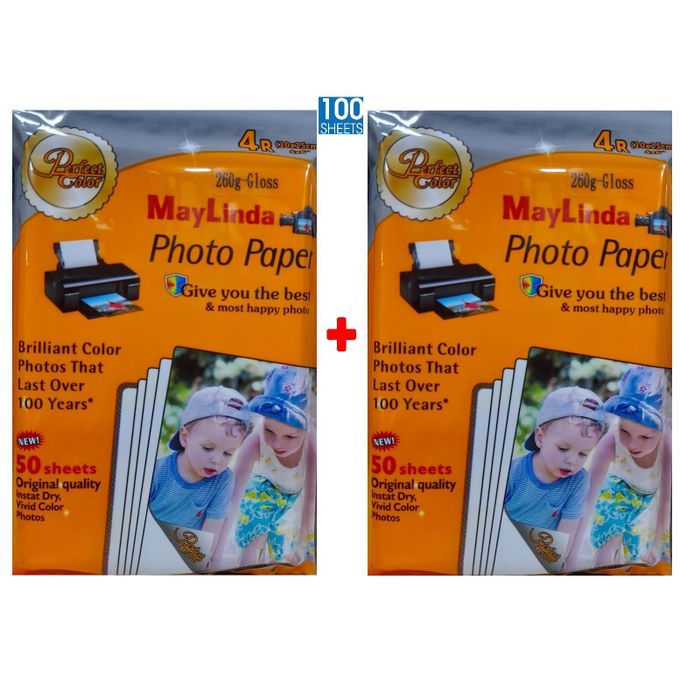 Papier Photo Maylinda Brillant Ultra Premium 260 Gsm 4r (10 X 15 Cm) (4 X 6")- 100 Feuille