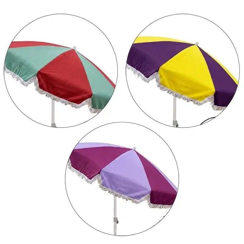 Parasol De Plage Multicolore Avec Franges – ( Couleur Aléatoire ) thumbnail 1