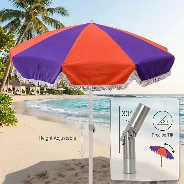 Parasol De Plage Multicolore Avec Franges – ( Couleur Aléatoire ) thumbnail 2