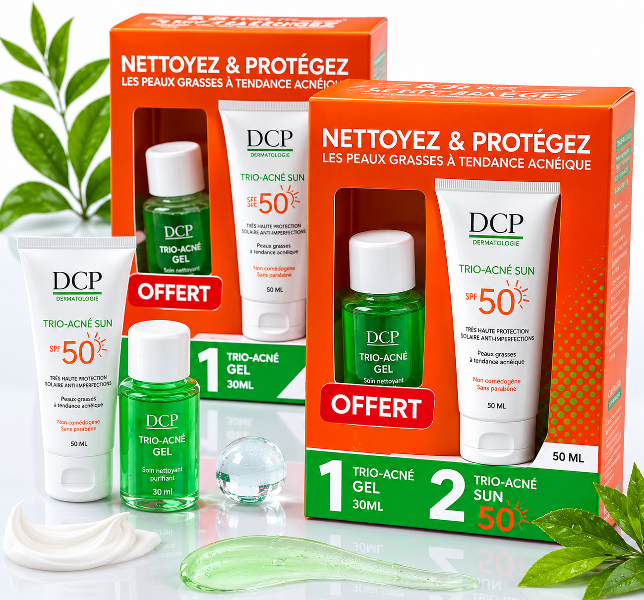 Trio-acné Sun Spf50+ + Gel Trio-acné Offert –  Peaux Grasses À Tendance Acnéique