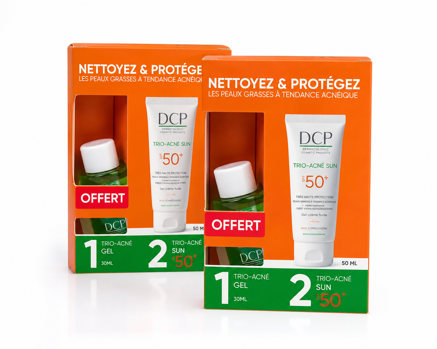 Trio-acné Sun Spf50+ + Gel Trio-acné Offert –  Peaux Grasses À Tendance Acnéique