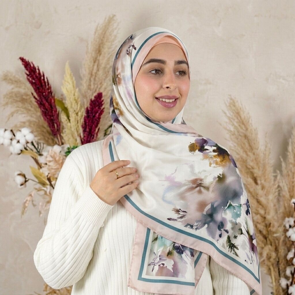 Châle Imprimé Élya 180 × 70 Cm – 100 % Tencel _ Collection – Éclats D'art thumbnail 3