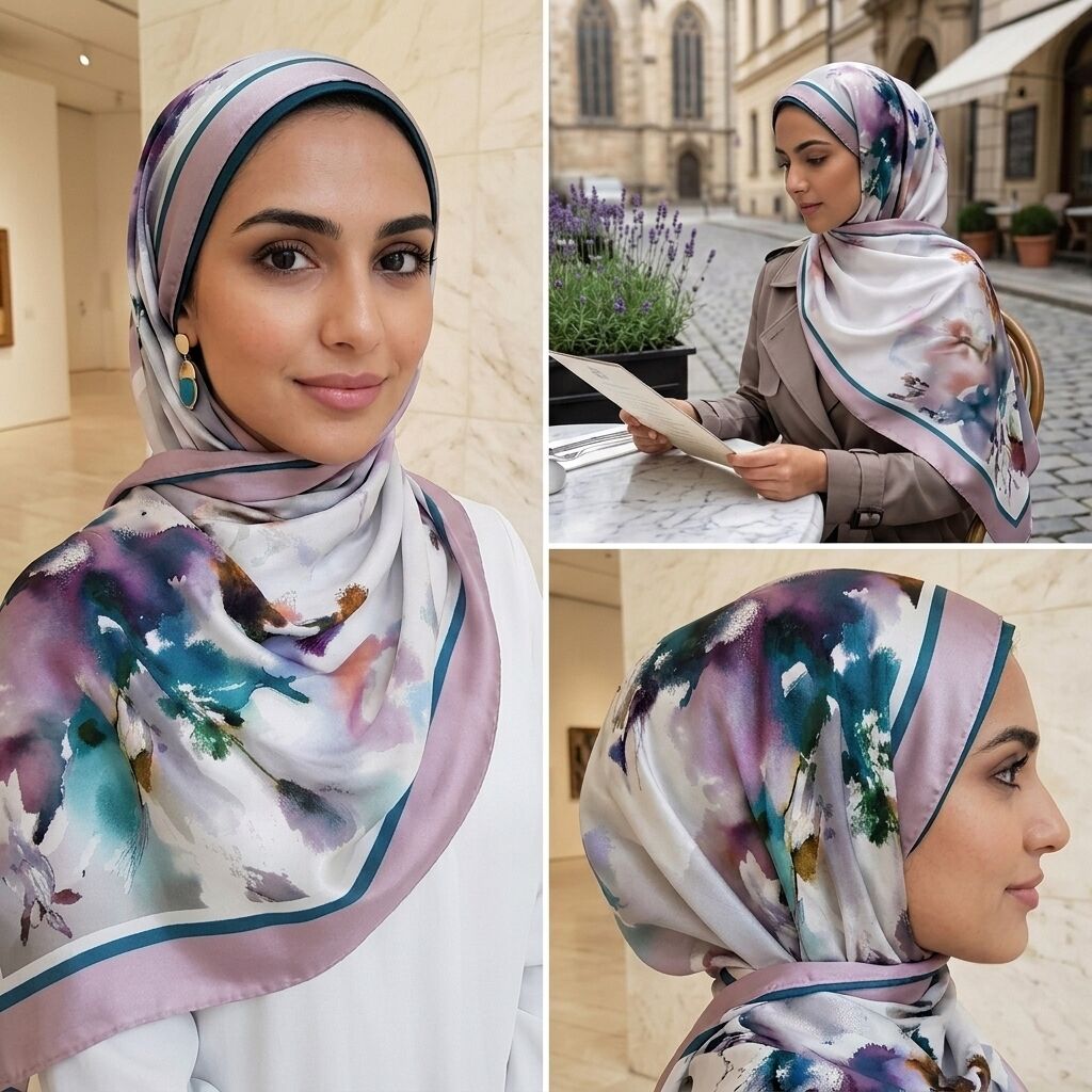 Châle Imprimé Élya 180 × 70 Cm – 100 % Tencel _ Collection – Éclats D'art thumbnail 5