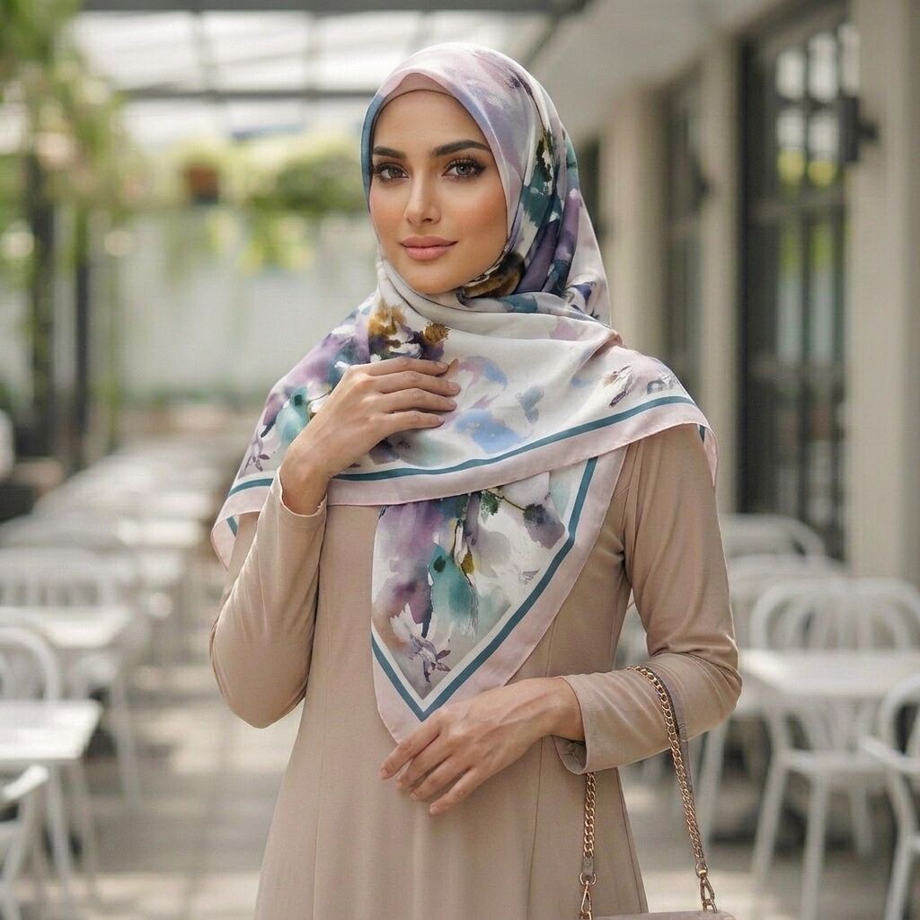 Châle Imprimé Élya 180 × 70 Cm – 100 % Tencel _ Collection – Éclats D'art thumbnail 6