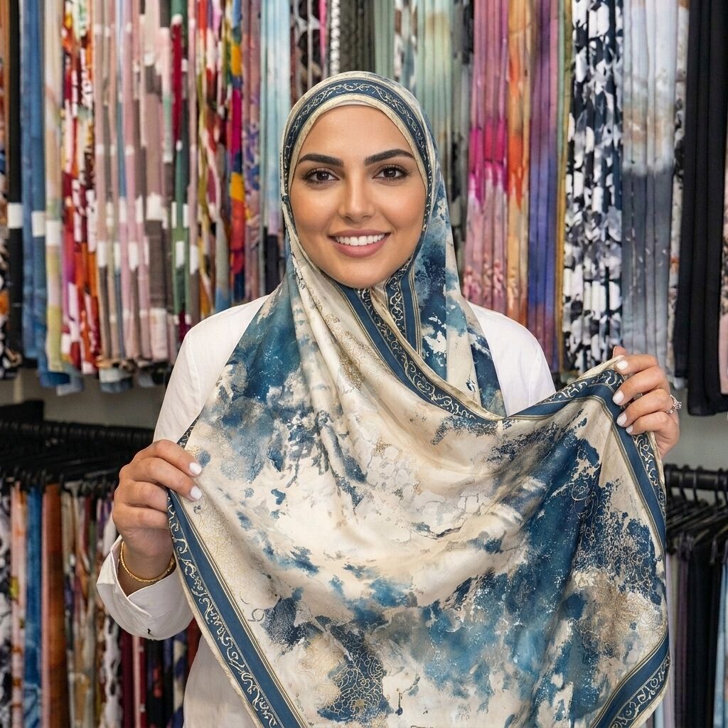 Châle Imprimé Brume 180 × 70 Cm – 100 % Tencel _ Collection – Éclats D'art thumbnail 3
