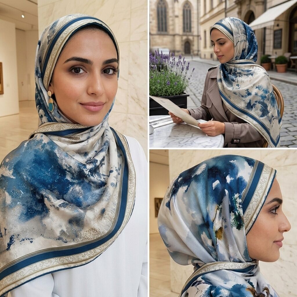 Châle Imprimé Brume 180 × 70 Cm – 100 % Tencel _ Collection – Éclats D'art thumbnail 5