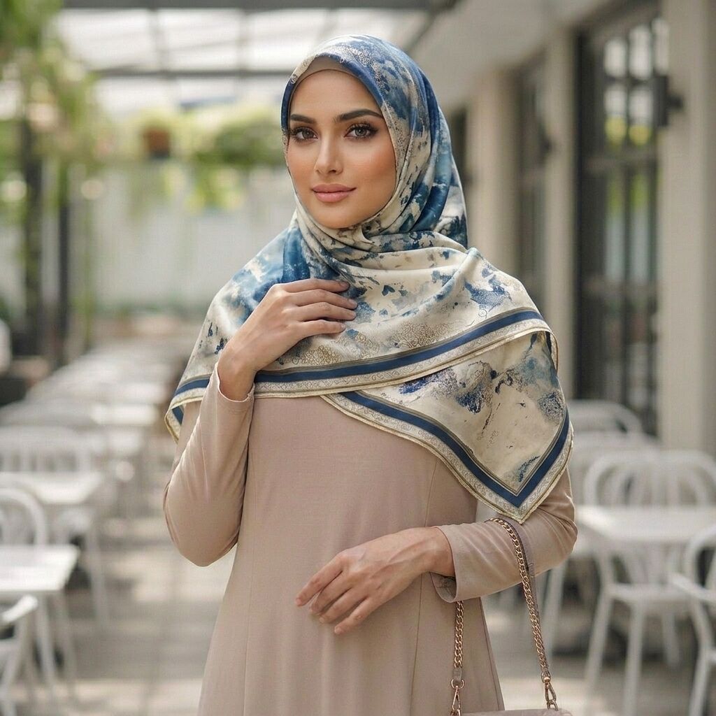 Châle Imprimé Brume 180 × 70 Cm – 100 % Tencel _ Collection – Éclats D'art thumbnail 6