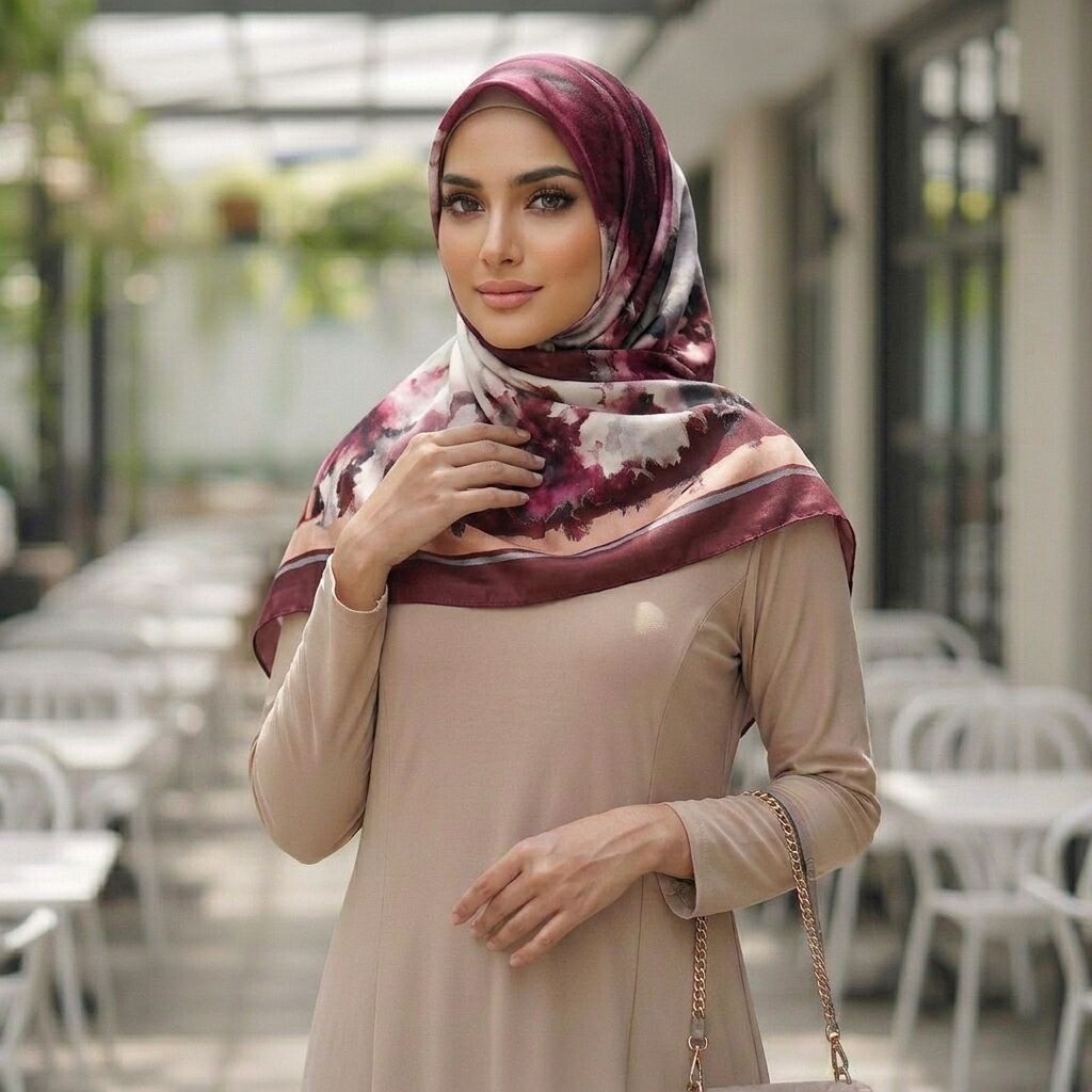 Châle Imprimé Rubis 180 × 70 Cm – 100 % Tencel _ Collection Éclats D'art thumbnail 5