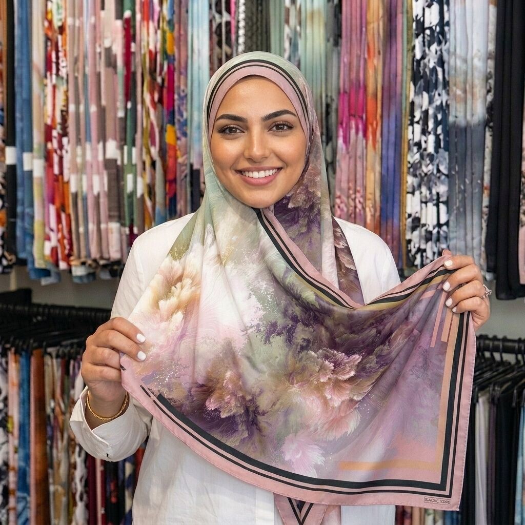 Châle Imprimé Céleste 180 × 70 Cm – 100 % Tencel _collection – Éclats D'art thumbnail 3