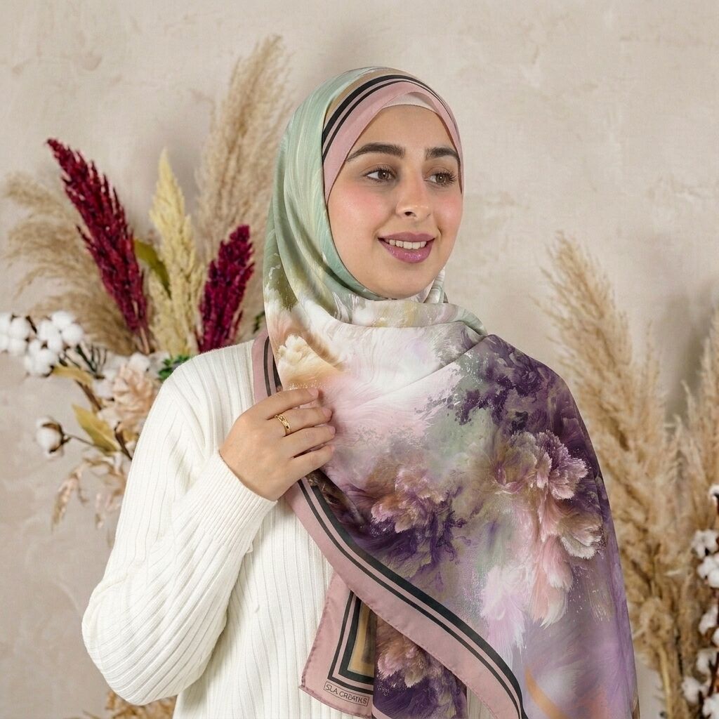 Châle Imprimé Céleste 180 × 70 Cm – 100 % Tencel _collection – Éclats D'art thumbnail 4
