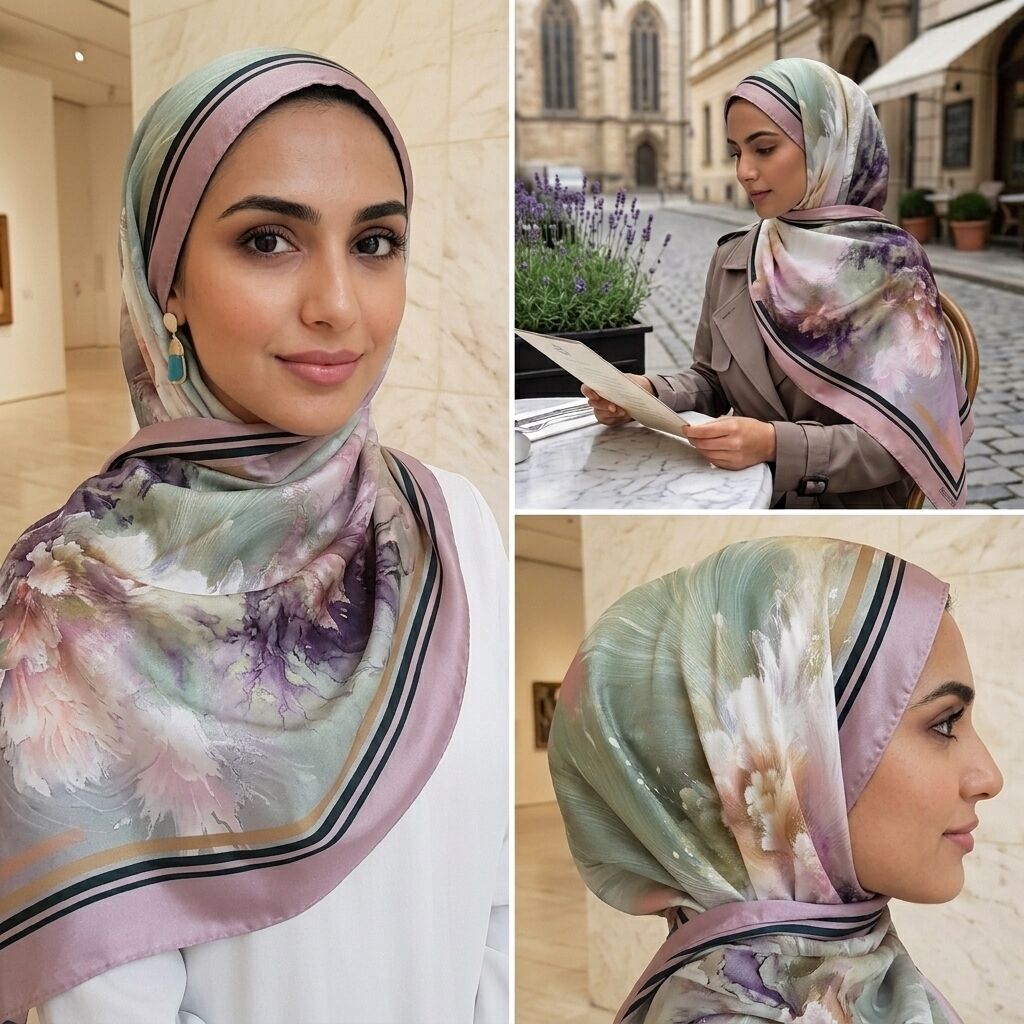 Châle Imprimé Céleste 180 × 70 Cm – 100 % Tencel _collection – Éclats D'art thumbnail 5