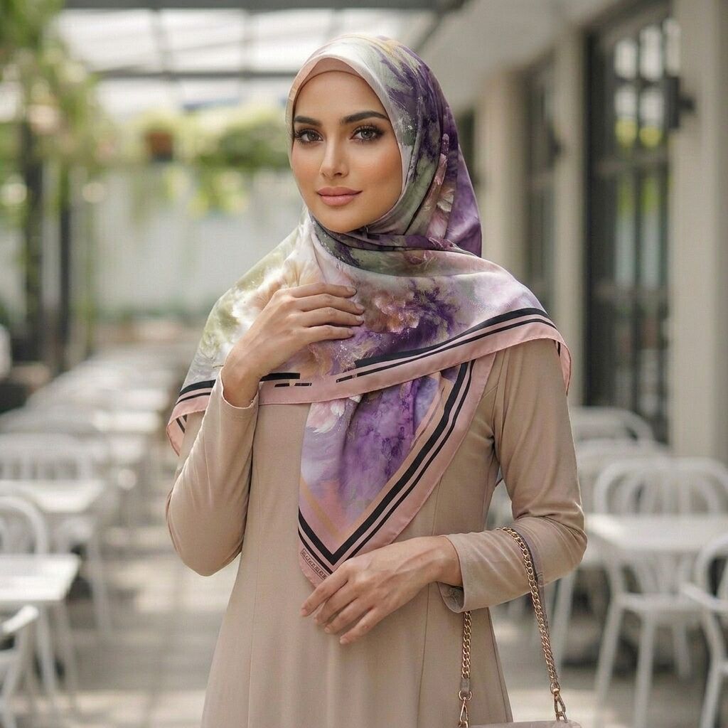 Châle Imprimé Céleste 180 × 70 Cm – 100 % Tencel _collection – Éclats D'art thumbnail 6