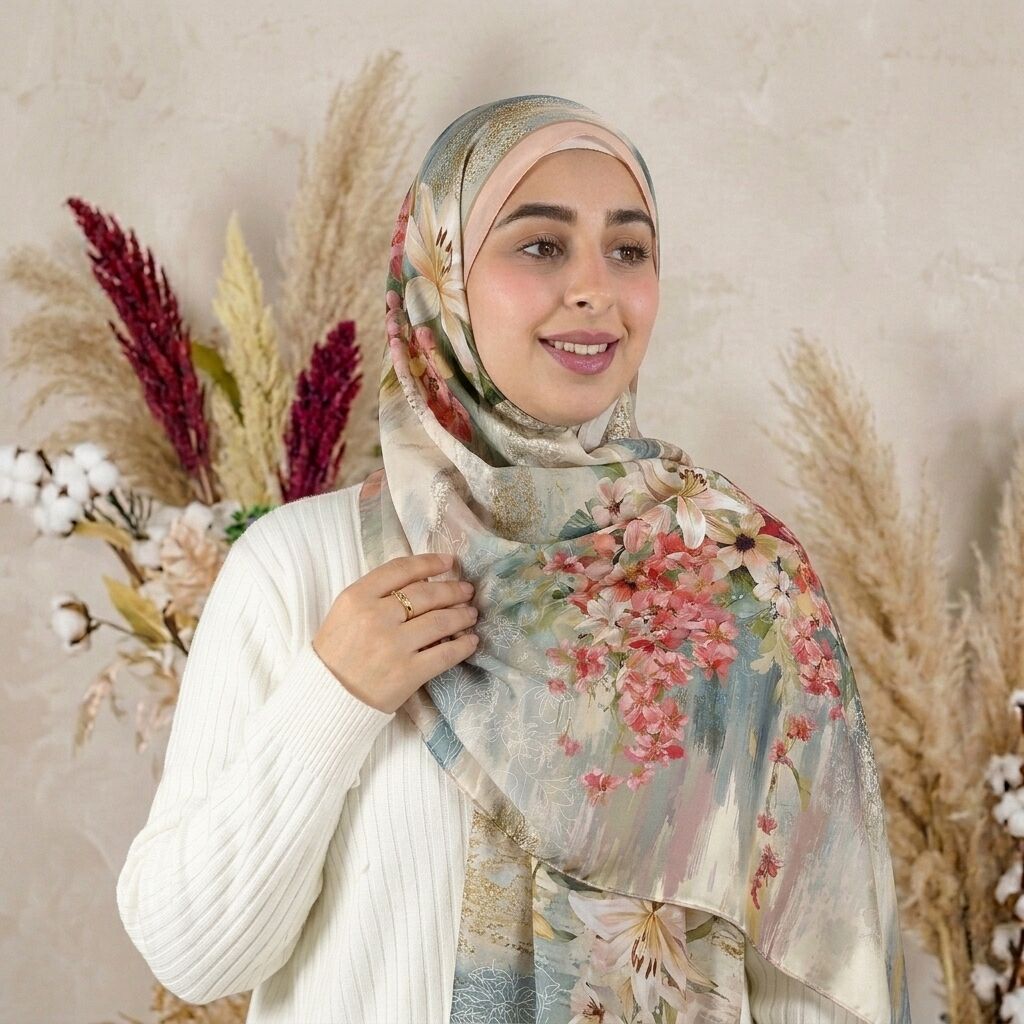 Châle Imprimé Rosalie 180 × 70 Cm – 100 % Tencel _ Collection Jardin Secret thumbnail 4