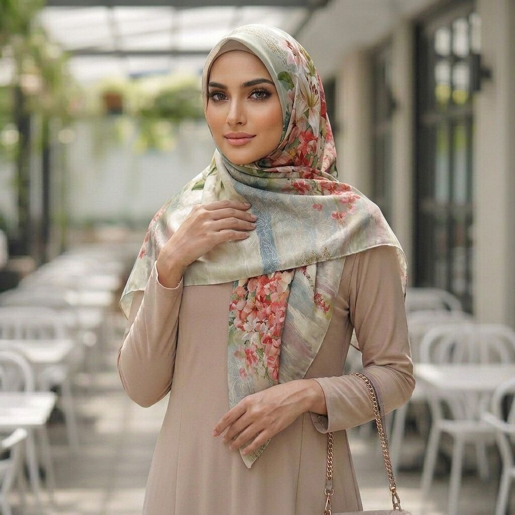 Châle Imprimé Rosalie 180 × 70 Cm – 100 % Tencel _ Collection Jardin Secret thumbnail 5