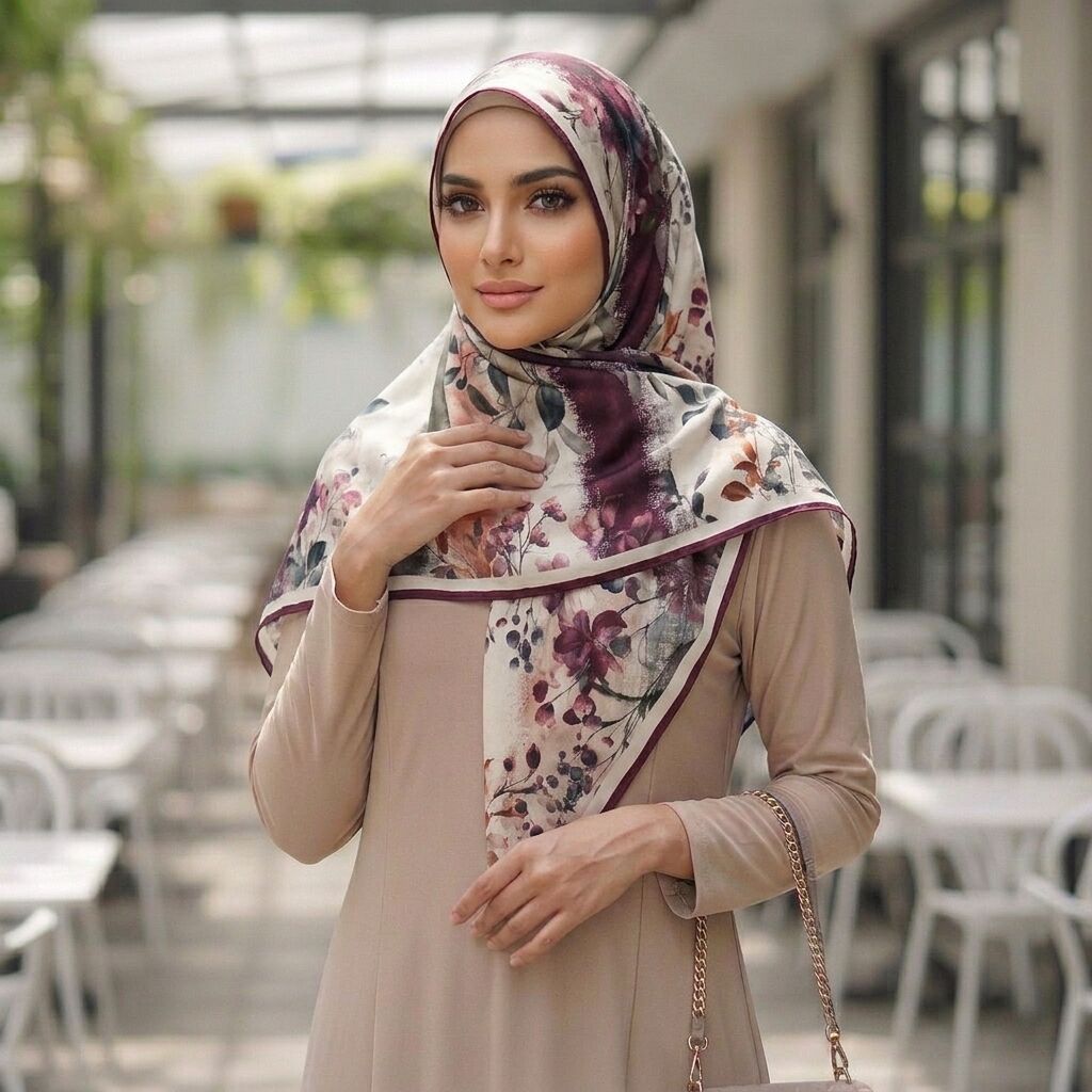 Châle Imprimé Yasmine 180 × 70 Cm – 100 % Tencel _ Collection Jardin Secret thumbnail 5