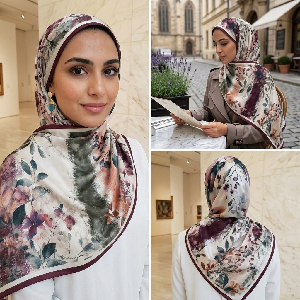 Châle Imprimé Yasmine 180 × 70 Cm – 100 % Tencel _ Collection Jardin Secret thumbnail 6