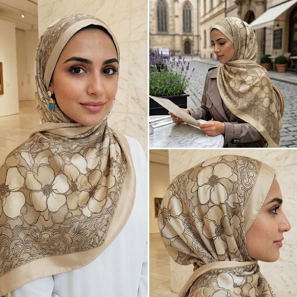 Châle Imprimé Camélia 180 × 70 Cm – 100 % Tencel _ Collection – Jardin Secret thumbnail 6