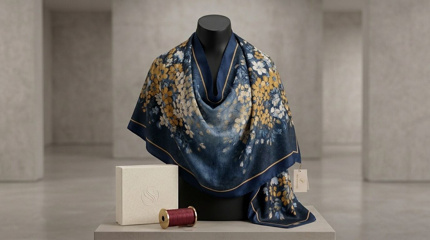 Châle Imprimé Azalée 180 × 70 Cm – 100 % Tencel _collection : Jardin Secret
