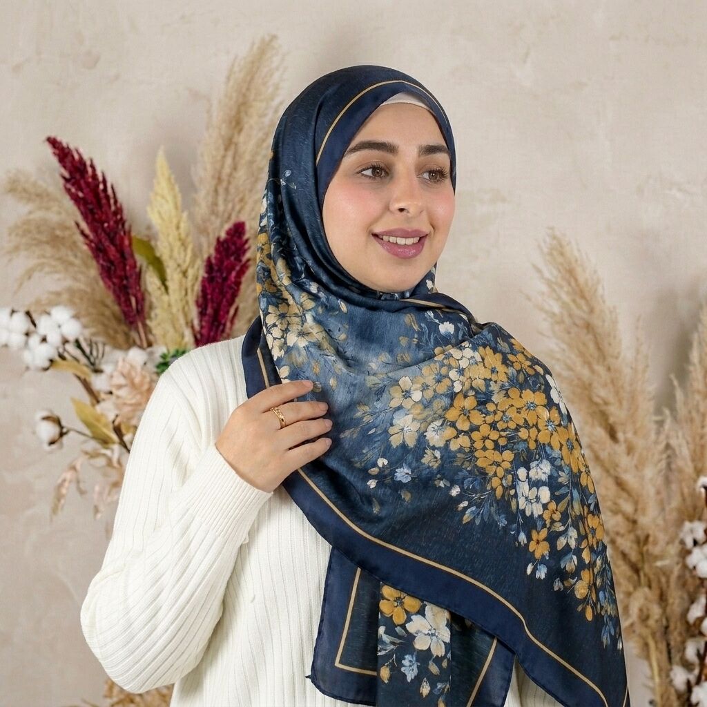 Châle Imprimé Azalée 180 × 70 Cm – 100 % Tencel _collection : Jardin Secret thumbnail 3