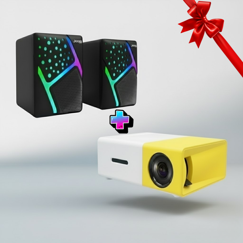 Pack Home Cinéma - Mini Vidéoprojecteur Hd + 2 Enceintes Bluetooth Rgb thumbnail 1