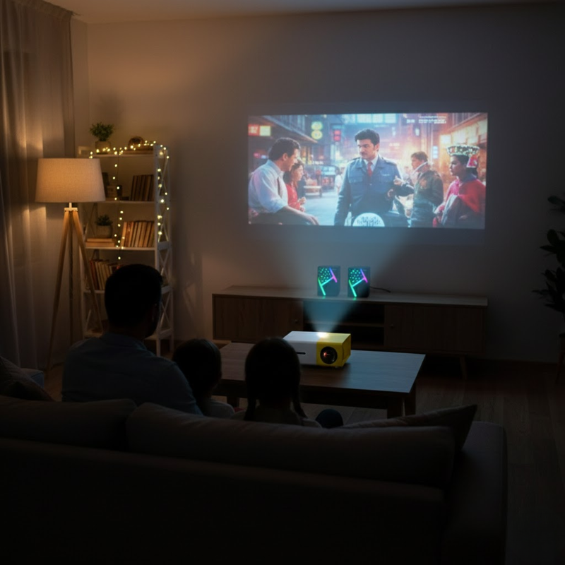 Pack Home Cinéma - Mini Vidéoprojecteur Hd + 2 Enceintes Bluetooth Rgb thumbnail 5