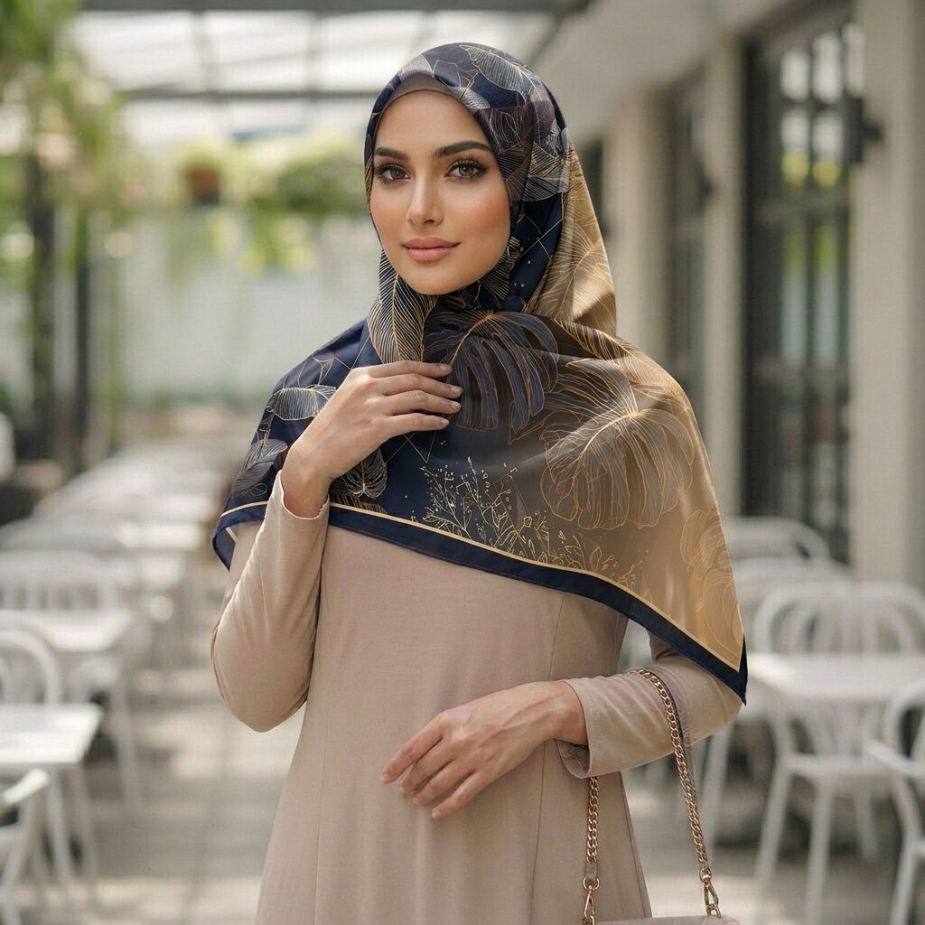 Châle Imprimé Yasmine 180 × 70 Cm – 100 % Tencel _ Collection Jardin Secret thumbnail 3