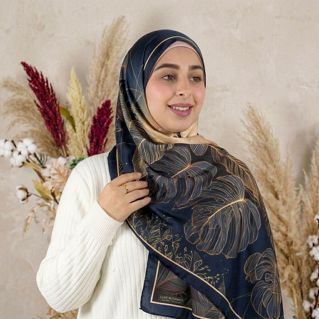 Châle Imprimé Yasmine 180 × 70 Cm – 100 % Tencel _ Collection Jardin Secret thumbnail 4