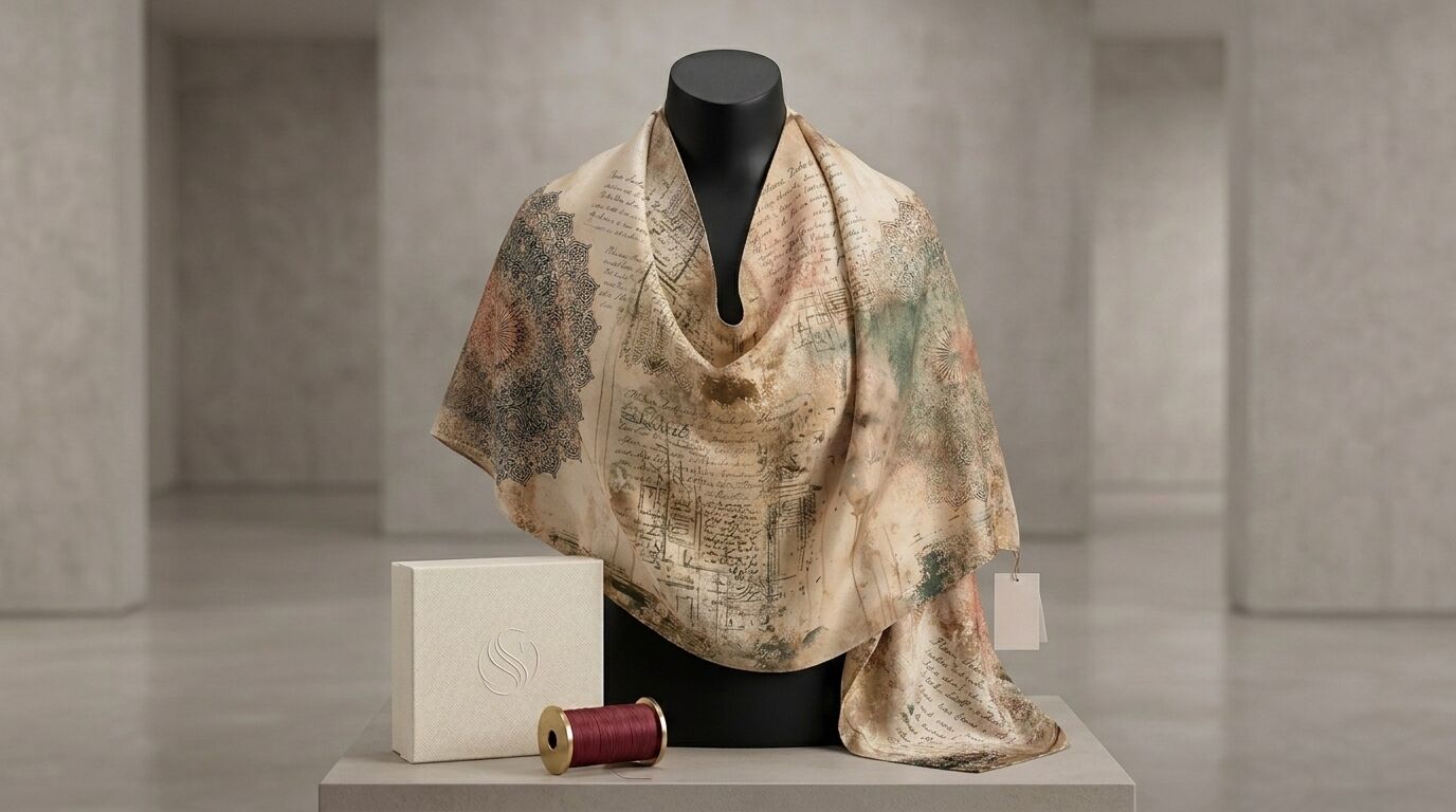 Châle Imprimé Médina 180 × 70 Cm – 100 % Tencel _ Collection Ligne D'harmonie