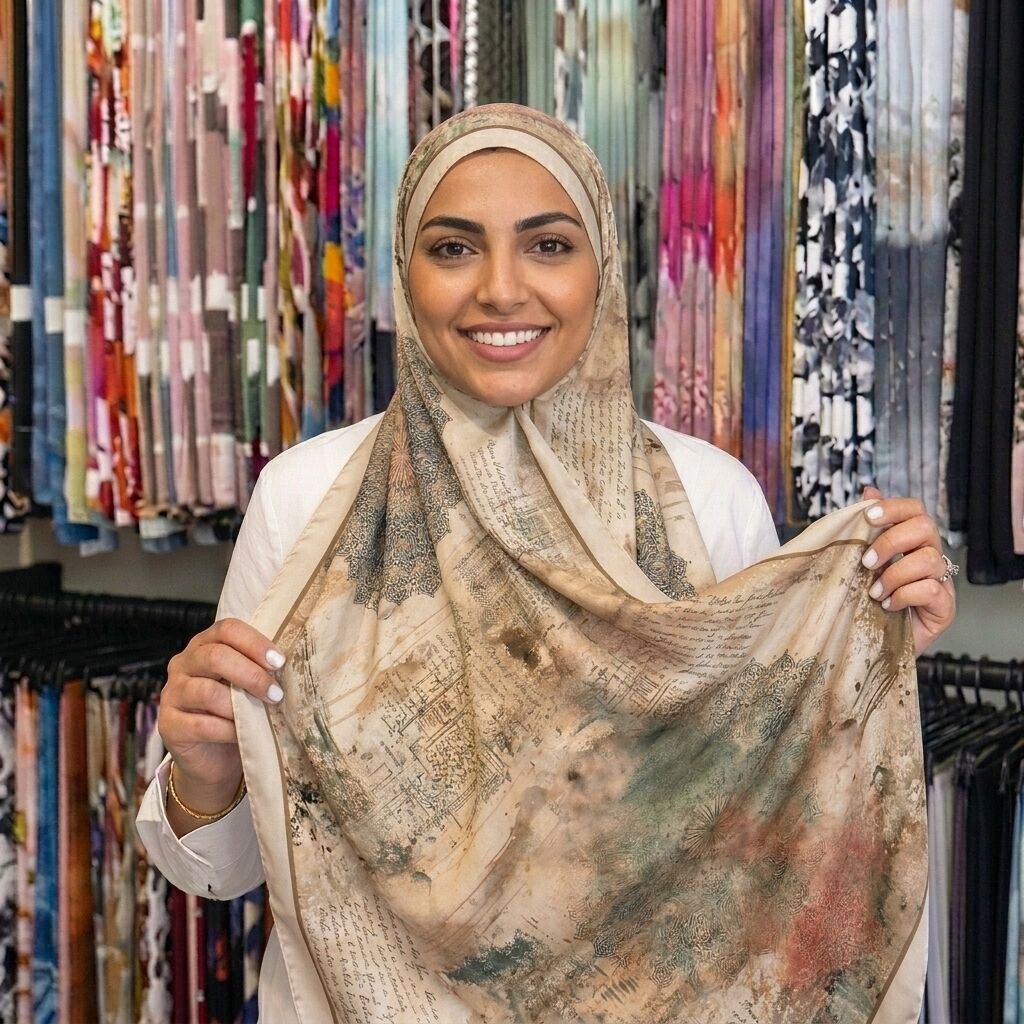 Châle Imprimé Médina 180 × 70 Cm – 100 % Tencel _ Collection Ligne D'harmonie thumbnail 3