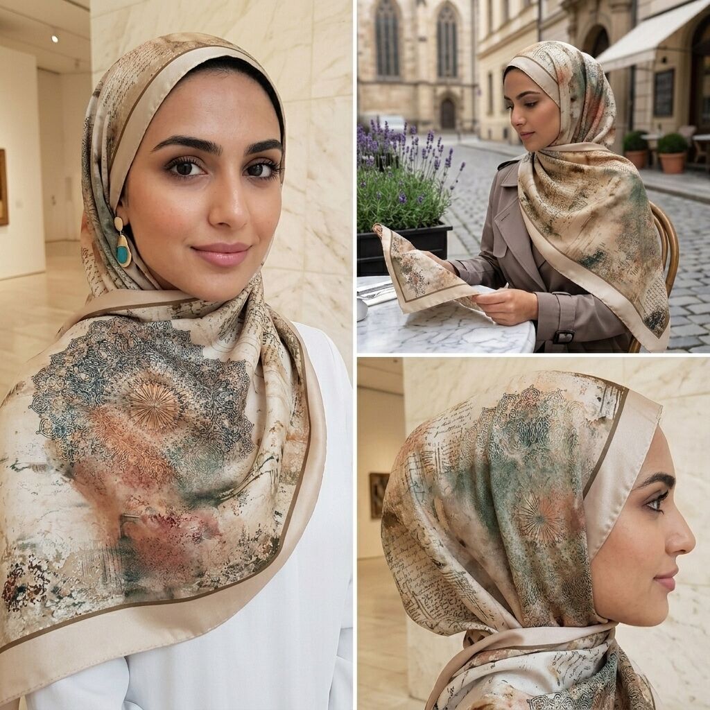 Châle Imprimé Médina 180 × 70 Cm – 100 % Tencel _ Collection Ligne D'harmonie thumbnail 5