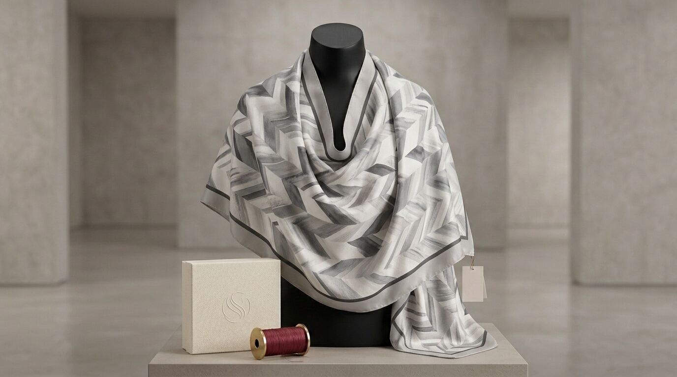 Châle Imprimé Nacre 180 × 70 Cm – 100 % Tencel _ Collection Ligne D'harmonie